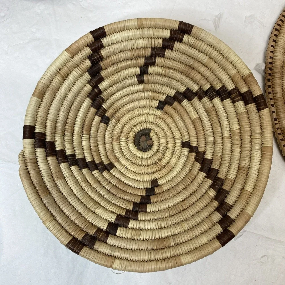 Botswana? Handwoven Coiled Lot Basket Bowls Hanging Art‎ Boho Tribal Coastal